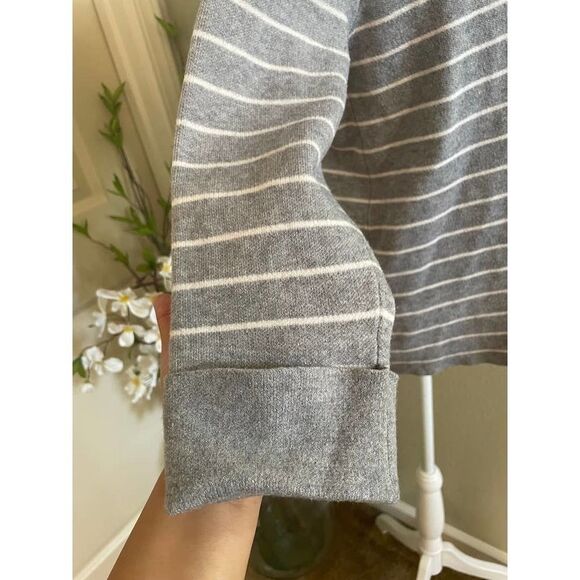 Tahari Women’s Striped 3/4 Sleeve Roll Up Sleeve Sweater Crew Neck | Size L - Picture 6 of 10